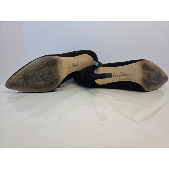 Sam Edelman Olette Black Suede Pointed Toe High Heel Ankle Bootie Side Zip S 6.5 - Picture 7 of 8